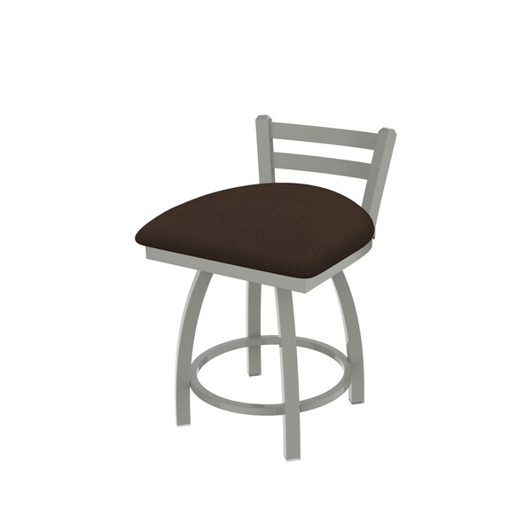 18" Low Back Swivel Vanity Stool, Nickel Finish, Rein Coffee Seat